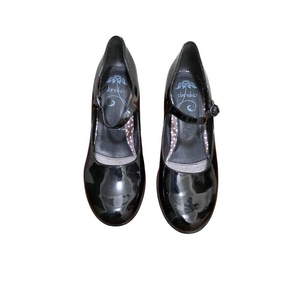 Dansko Black Patent Leather Mary Jane Block Heels Women's Size 42 US 11 - Picture 1 of 8